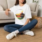 Fantasy Castle in Crystal Ball T-Shirt - Glass Orb Sunset Illustration