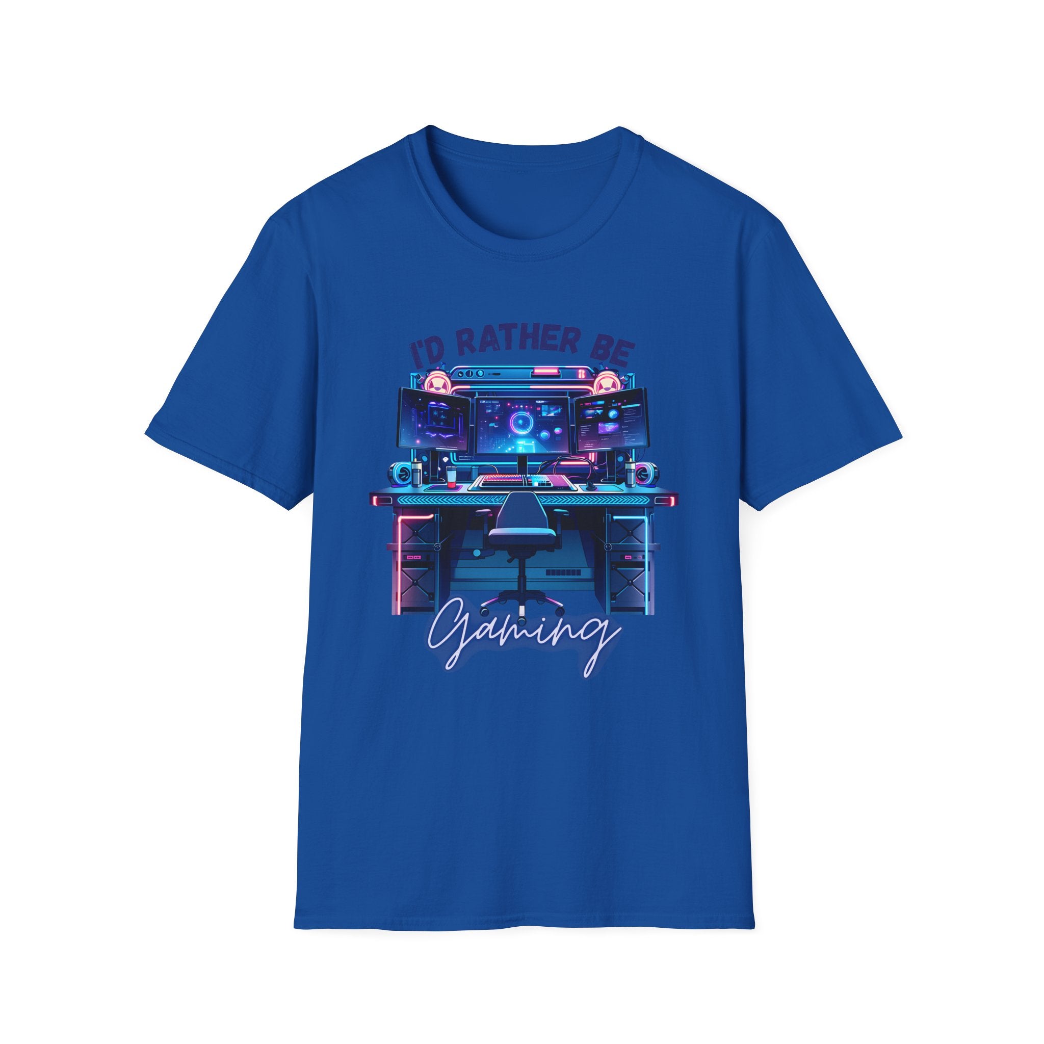I'd Rather Be Gaming T‑Shirt — Retro Neon PC Gamer Tee