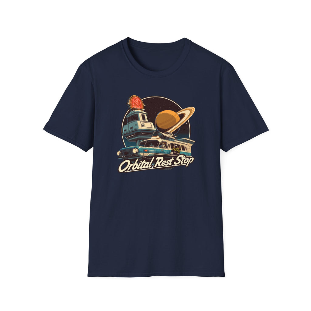 “Orbital Rest Stop” Vintage Camper & Saturn Graphic T-Shirt