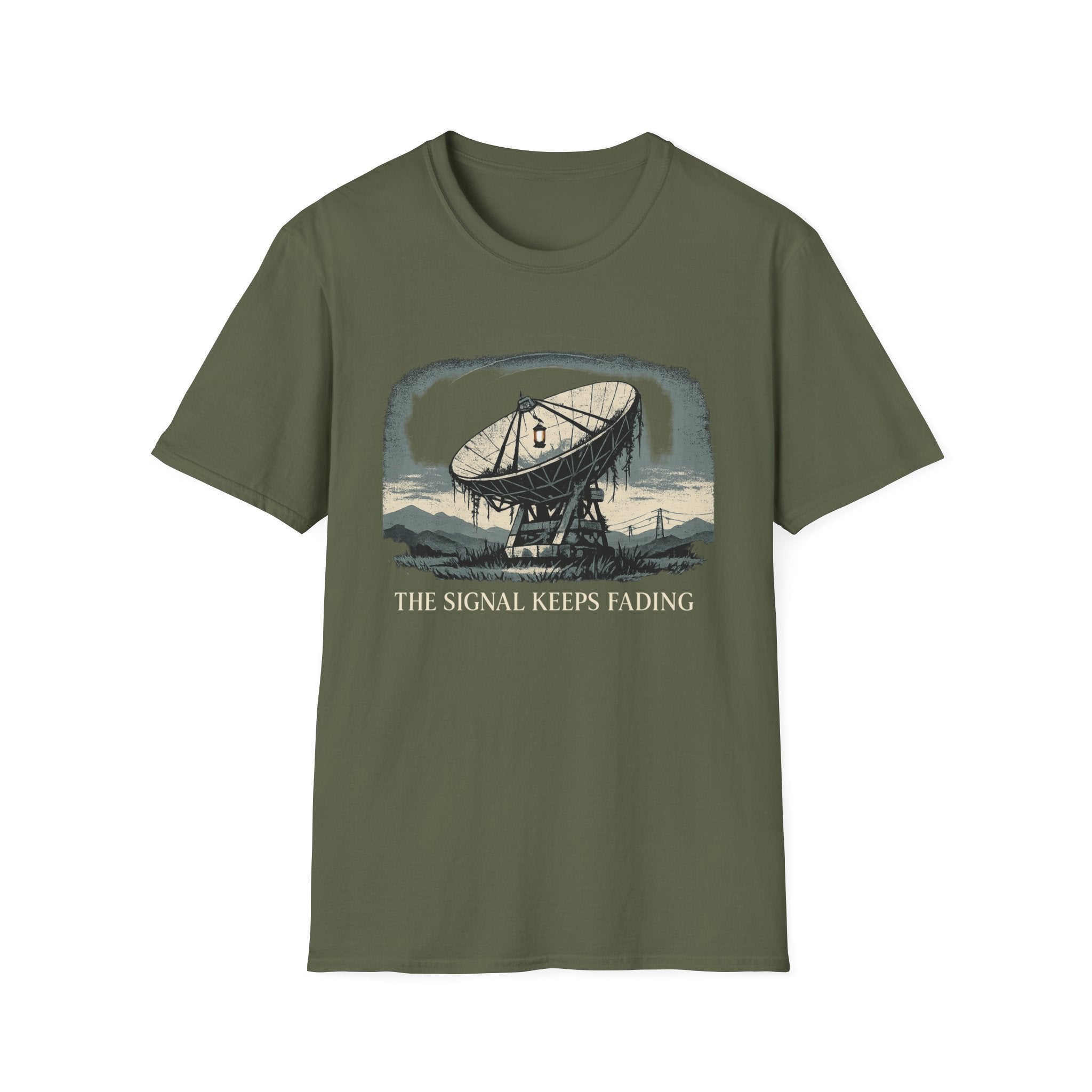 “The Signal Keeps Fading” Vintage Sci‑Fi T-Shirt - Satellite Dish Graphic Tee