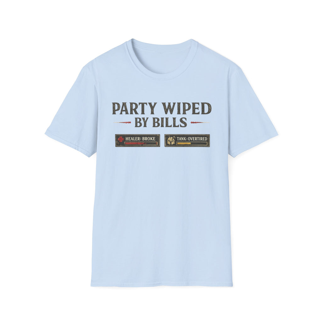 "Party Wiped by Bills" Funny Gaming Meme T-Shirt
