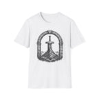 Sword in the Stone Mountain T-Shirt - Fantasy Sword & Archway Graphic Tee