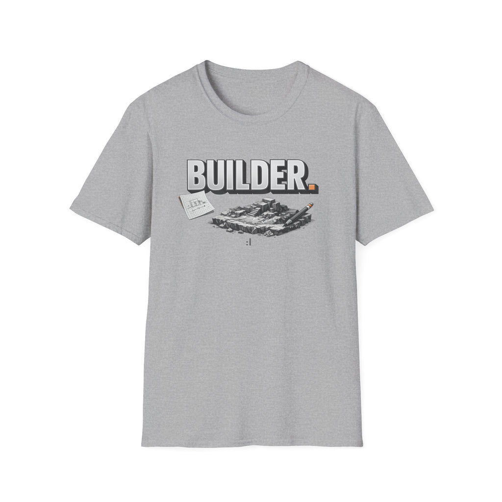 Builder T-Shirt — Architectural Blueprint & Construction Crew Tee