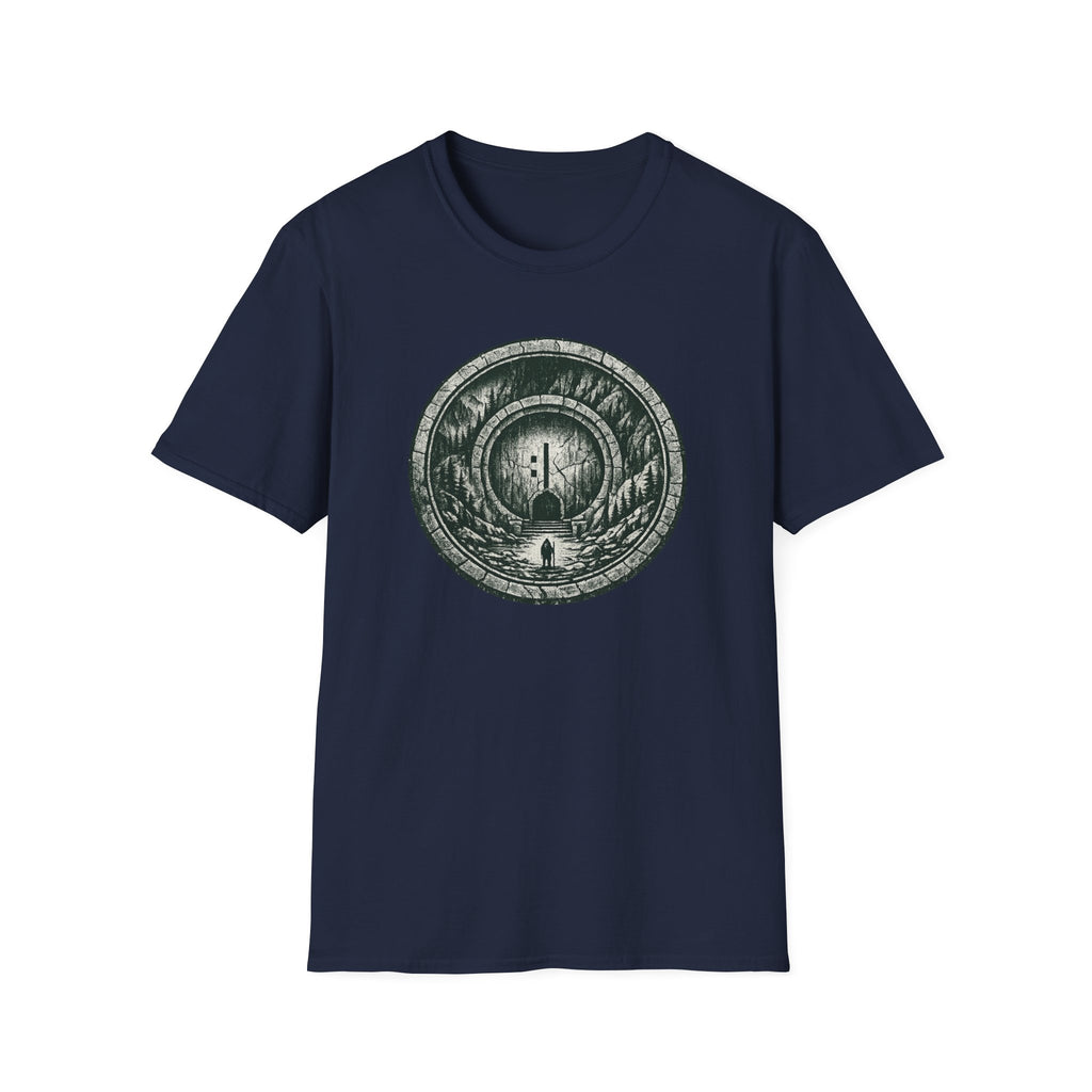 Mystic Forest Portal T-Shirt — Circular Woodland Scene with Moonlit Path