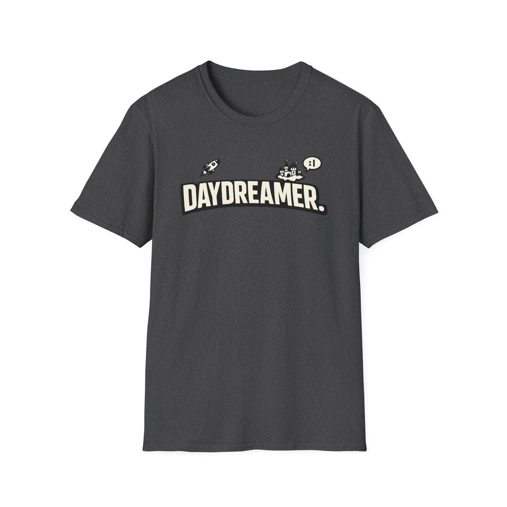 Daydreamer Graphic T-Shirt — Retro Rocket & Castle Design