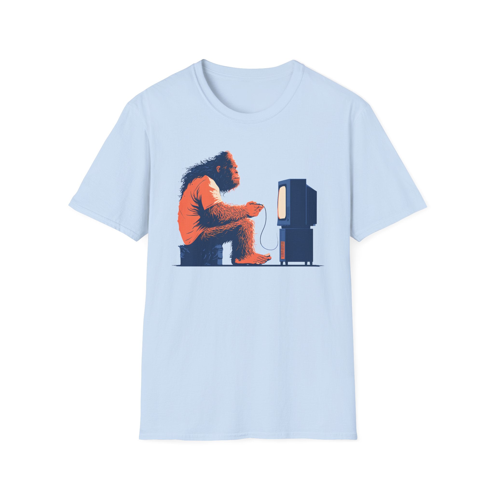Retro Gamer Sasquatch T-Shirt - Vintage Bigfoot Playing Video Games Graphic Tee