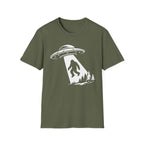 Bigfoot Abduction T-Shirt - Sasquatch UFO Beam Graphic Tee