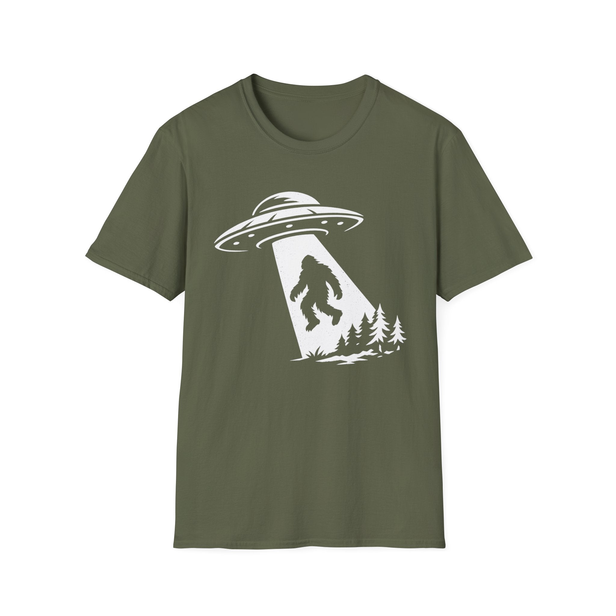 Bigfoot Abduction T-Shirt - Sasquatch UFO Beam Graphic Tee