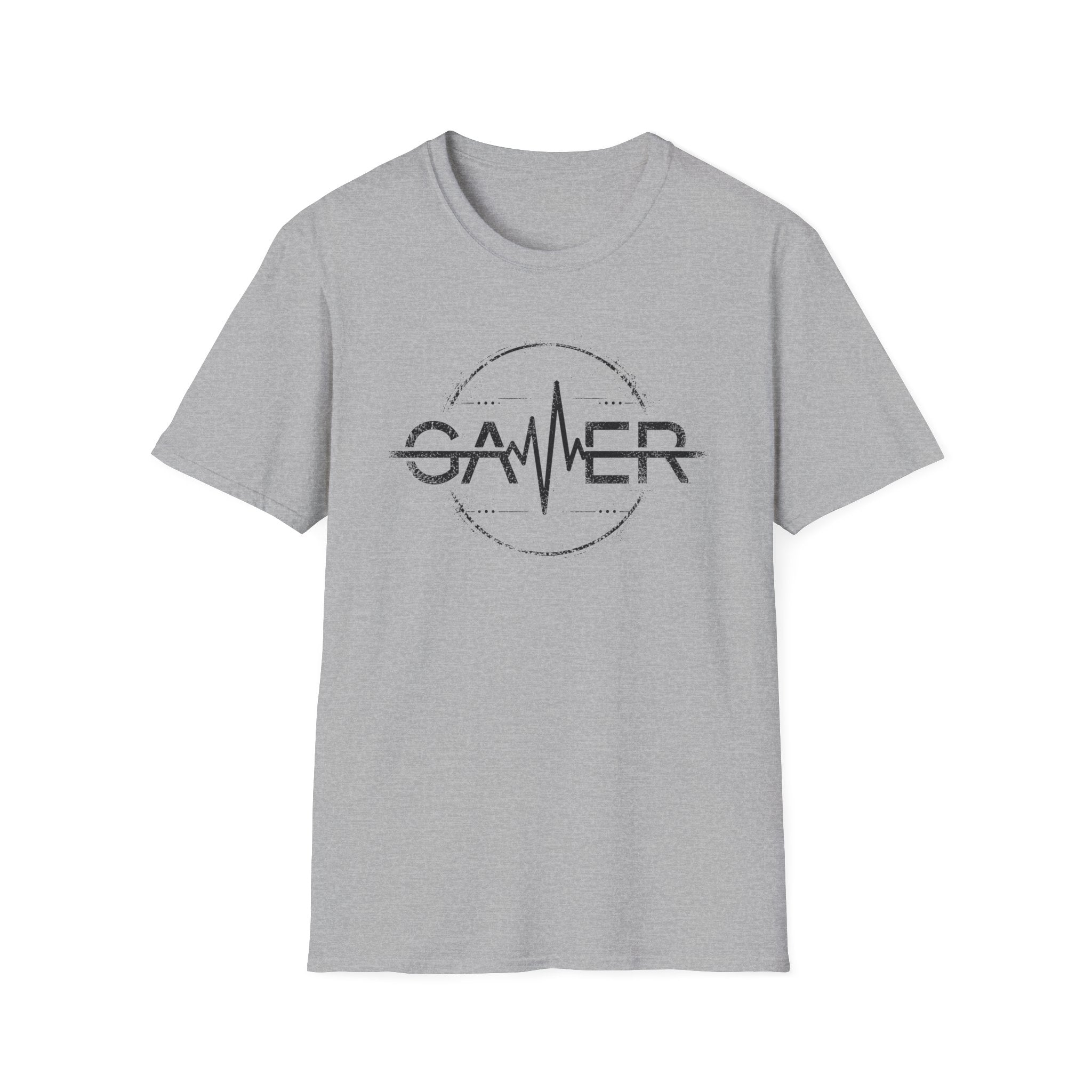 Gamer Heartbeat T-Shirt - Retro Monochrome Black Gaming Tee