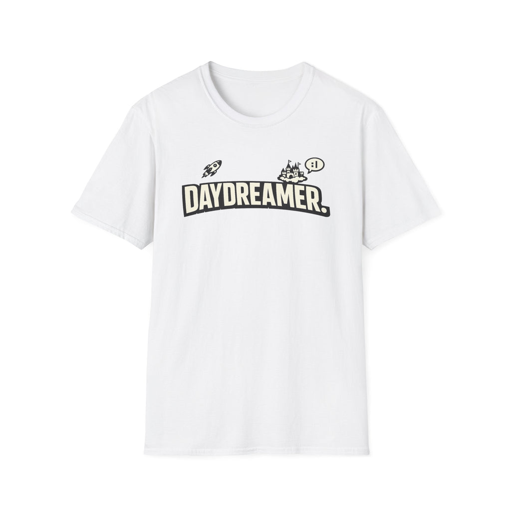 Daydreamer Graphic T-Shirt — Retro Rocket & Castle Design
