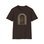 Medieval Mystery Stone Arch Door T-Shirt - Rustic Castle Entrance Graphic Tee