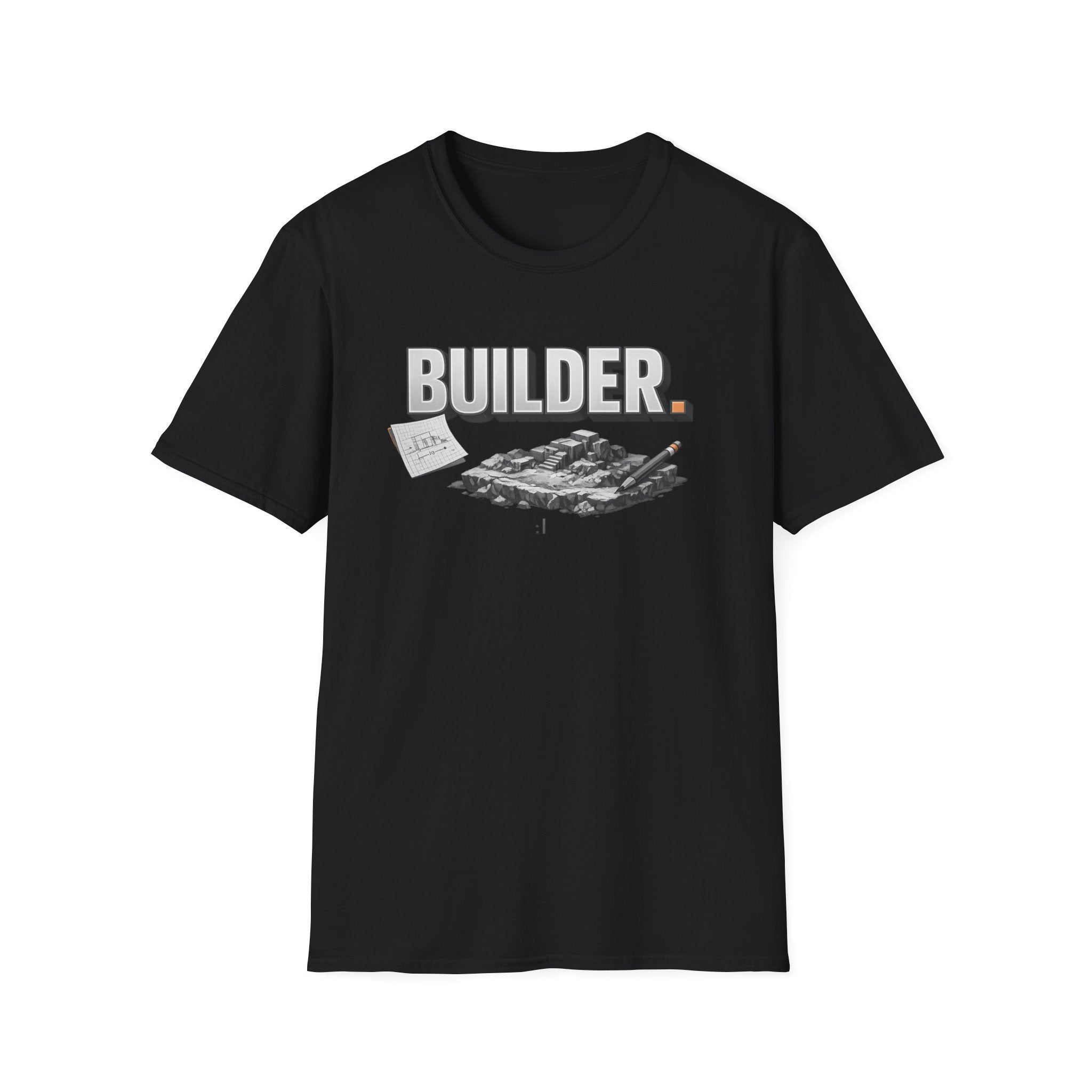 Builder T-Shirt — Architectural Blueprint & Construction Crew Tee