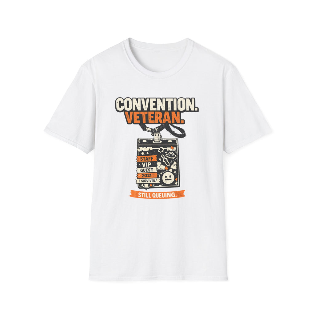 Convention Veteran T-Shirt — Vintage Badge & Lanyard Design
