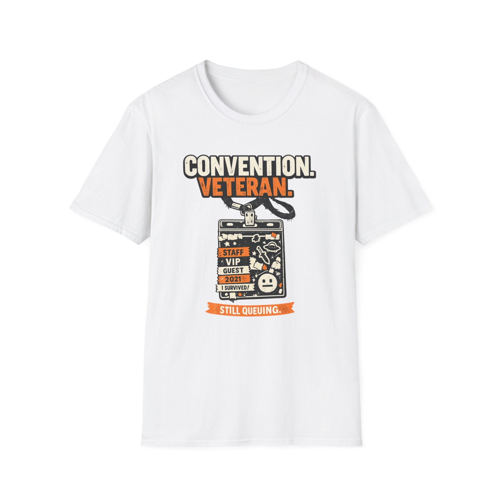 Convention Veteran T-Shirt — Vintage Badge & Lanyard Design
