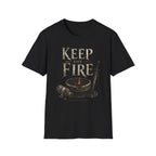Keep the Fire T-Shirt - Medieval Sword & Cauldron Graphic