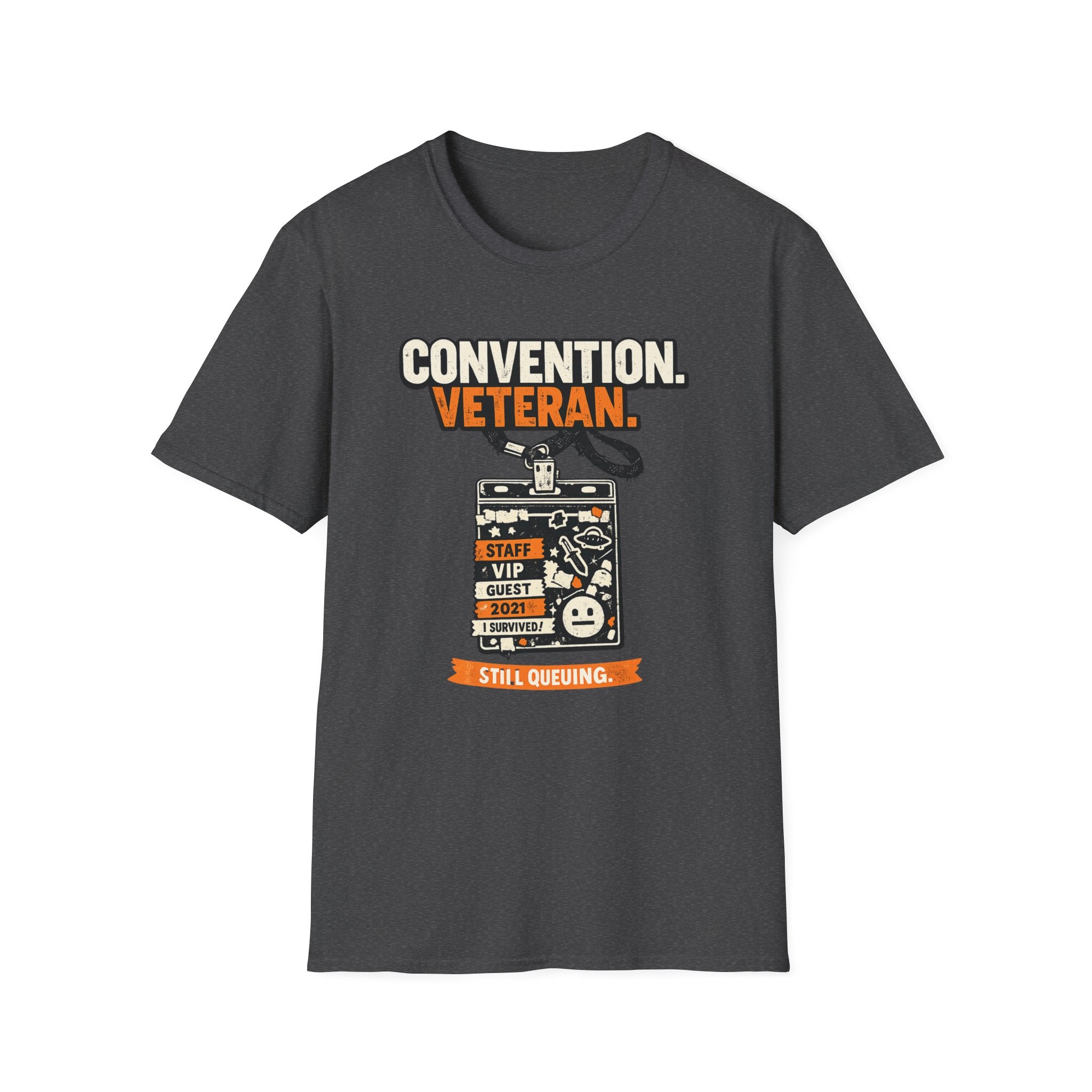 Convention Veteran T-Shirt — Vintage Badge & Lanyard Design