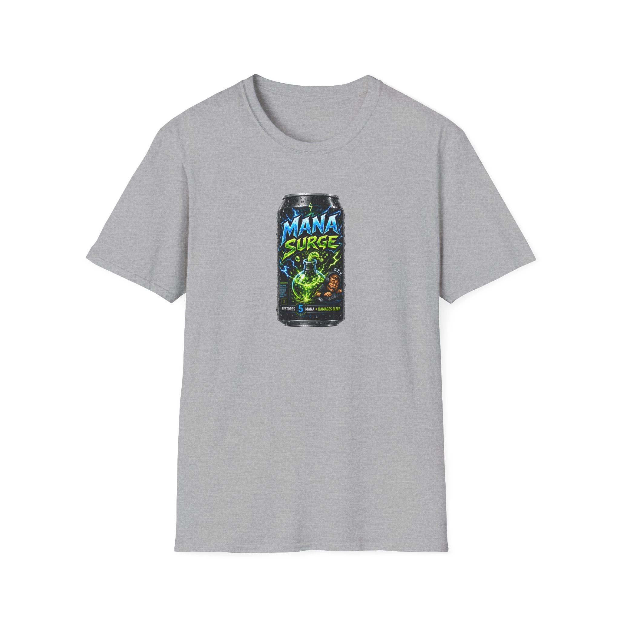 Mana Surge Energy Drink Can T-Shirt — Gamer & Fantasy Graphic Tee