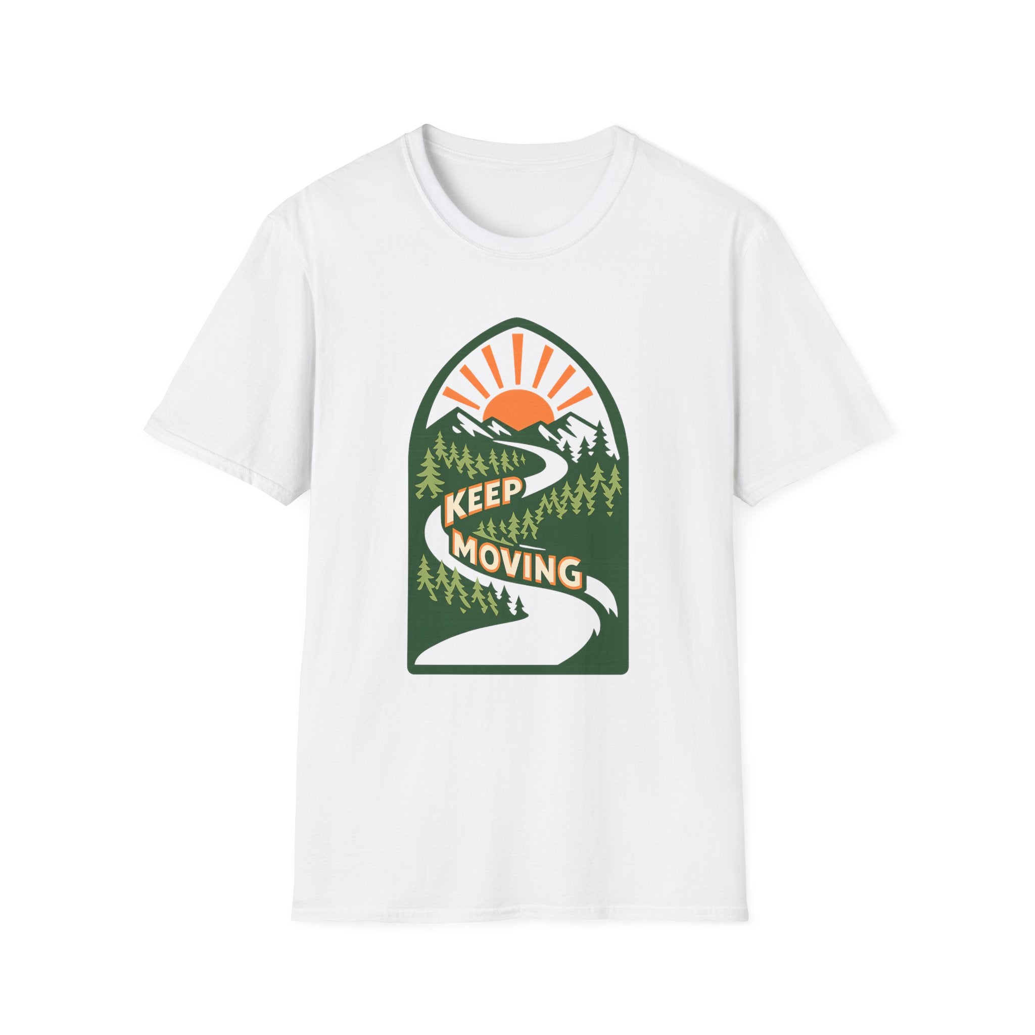 Keep Moving Adventure T-Shirt - Mountain Sunrise Graphic Tee