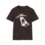 Bigfoot Abduction T-Shirt - Sasquatch UFO Beam Graphic Tee