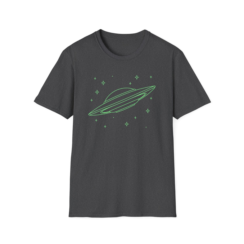Alien UFO T‑Shirt - Neon Green Spaceship Graphic Tee