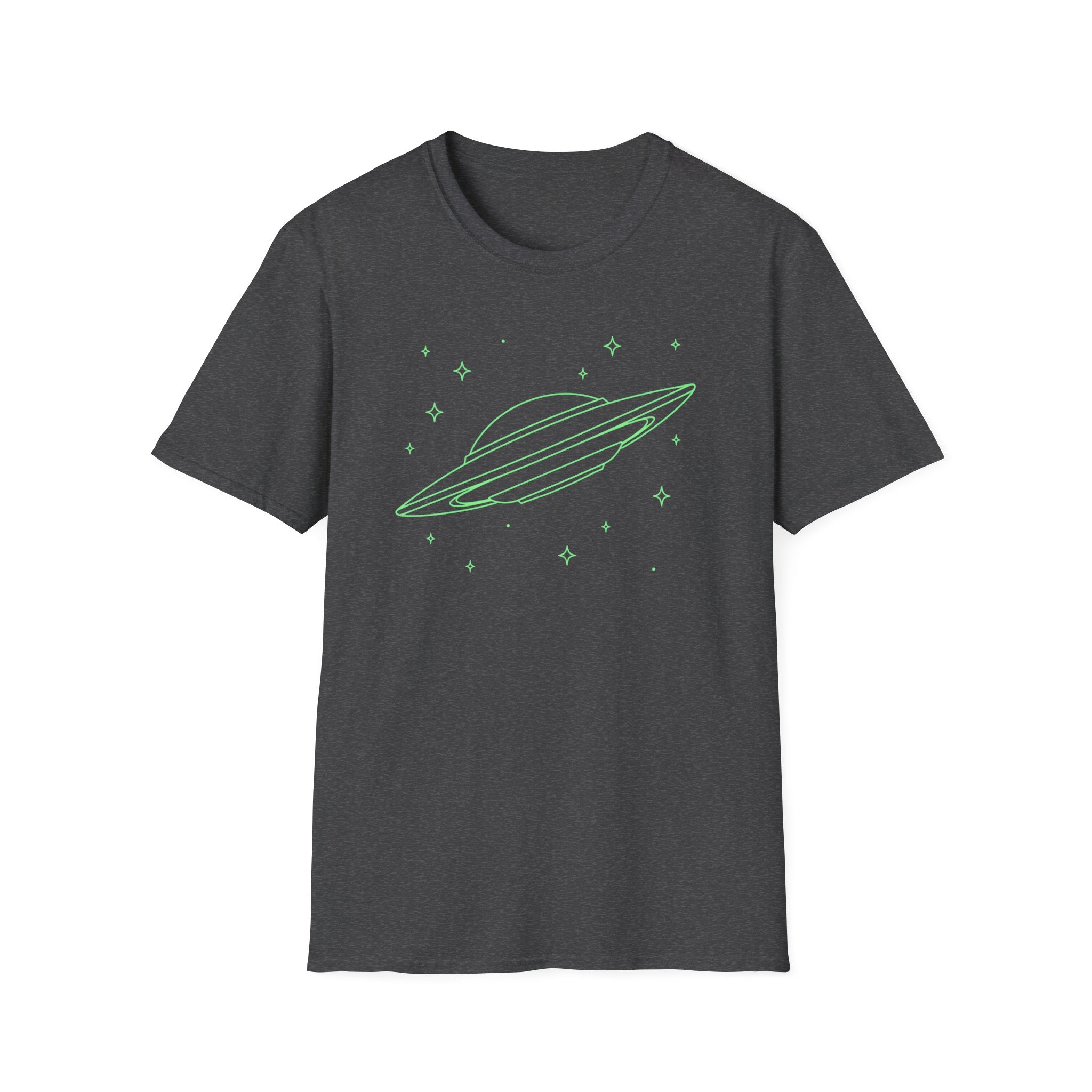 Alien UFO T‑Shirt - Neon Green Spaceship Graphic Tee