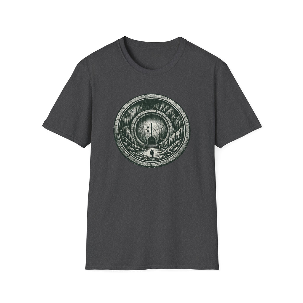 Mystic Forest Portal T-Shirt — Circular Woodland Scene with Moonlit Path