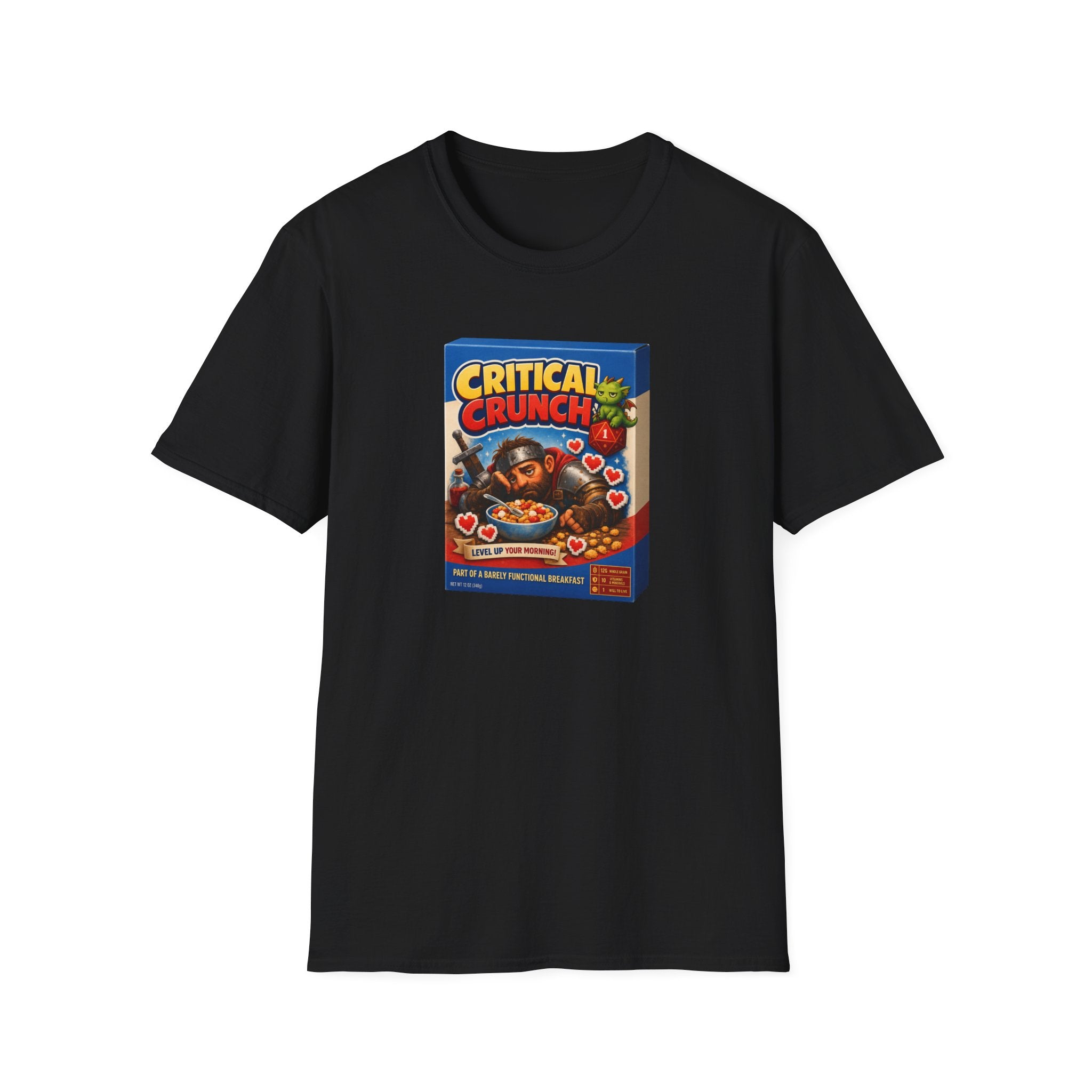 Critical Crunch Cereal T-Shirt — Retro Gaming Breakfast Tee