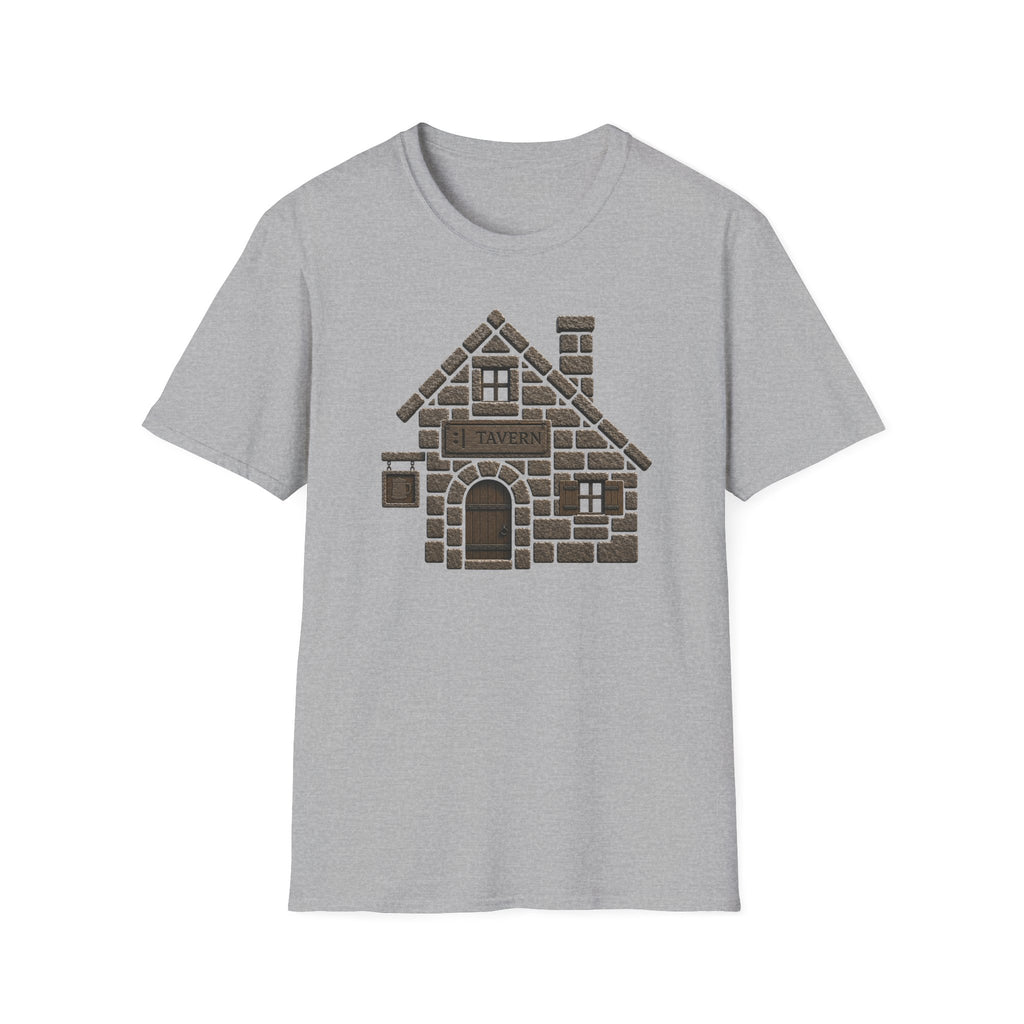 Stone Tavern Cottage T‑Shirt — Cozy Stone Pub Illustration Tee