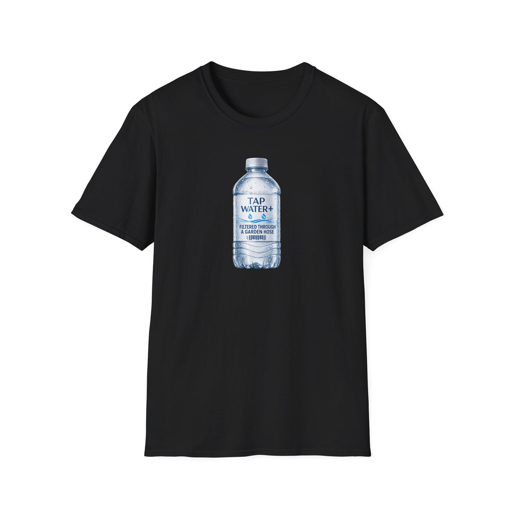 Tap Water+ Bottle: 'Filtered Through a Garden Hose' Funny Retro Graphic T‑Shirt