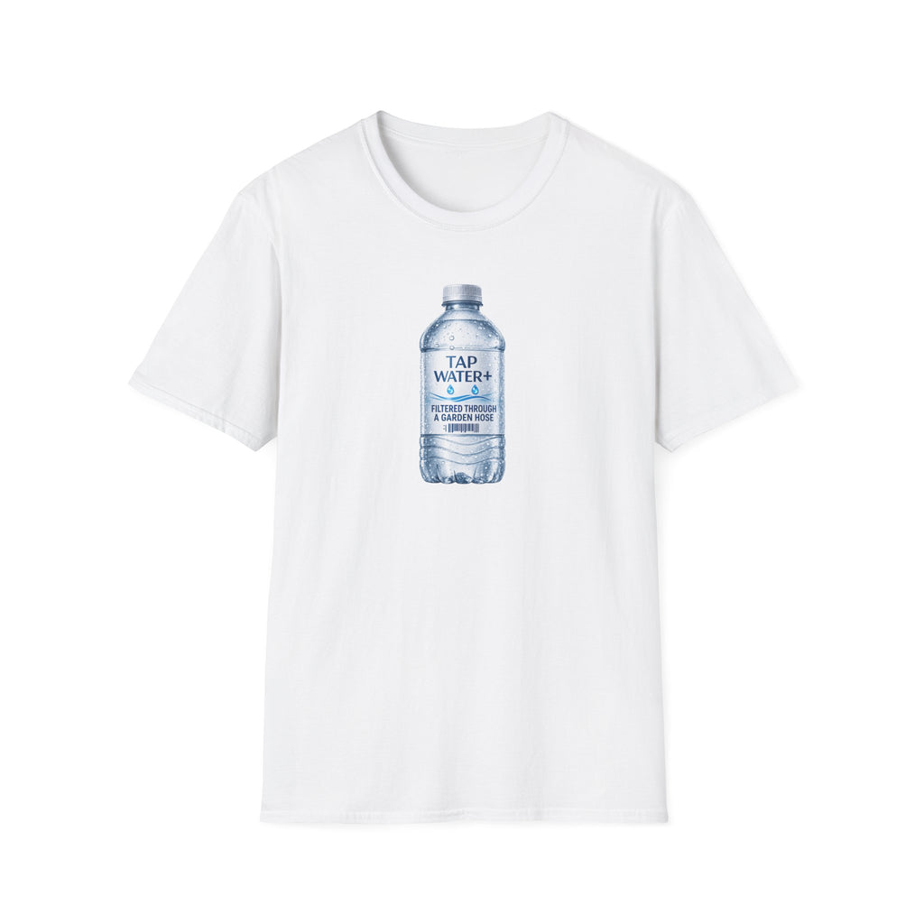 Tap Water+ Bottle: 'Filtered Through a Garden Hose' Funny Retro Graphic T‑Shirt