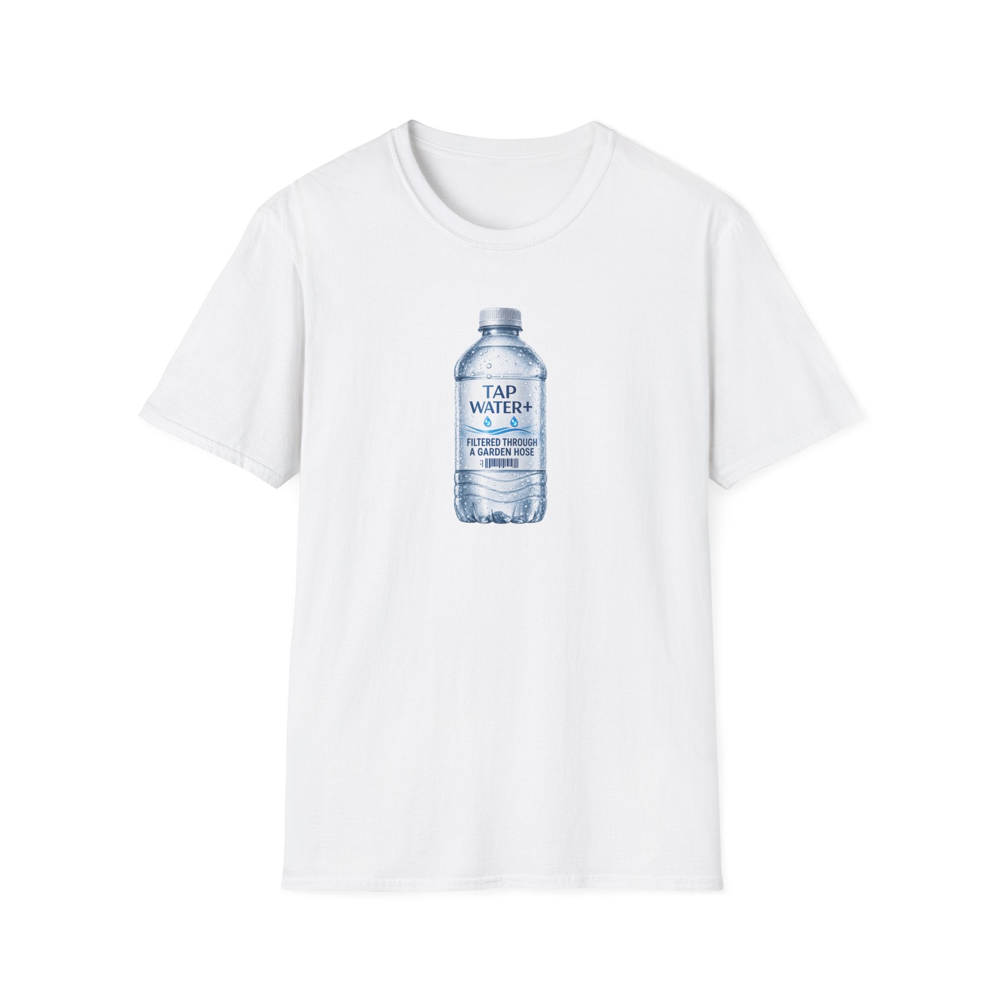 Tap Water+ Bottle: 'Filtered Through a Garden Hose' Funny Retro Graphic T‑Shirt