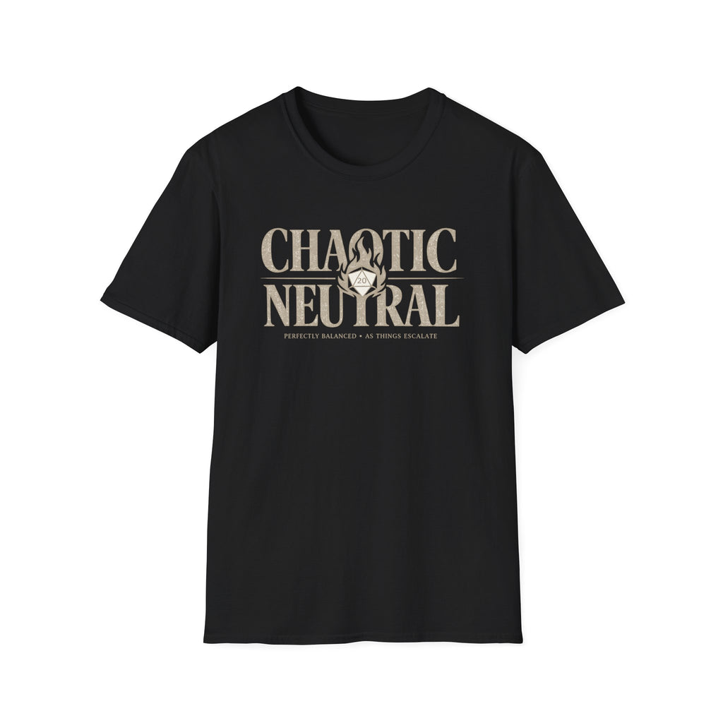 Chaotic Neutral T-Shirt — D20 Flame RPG Gamer Tee (Perfectly Balanced)