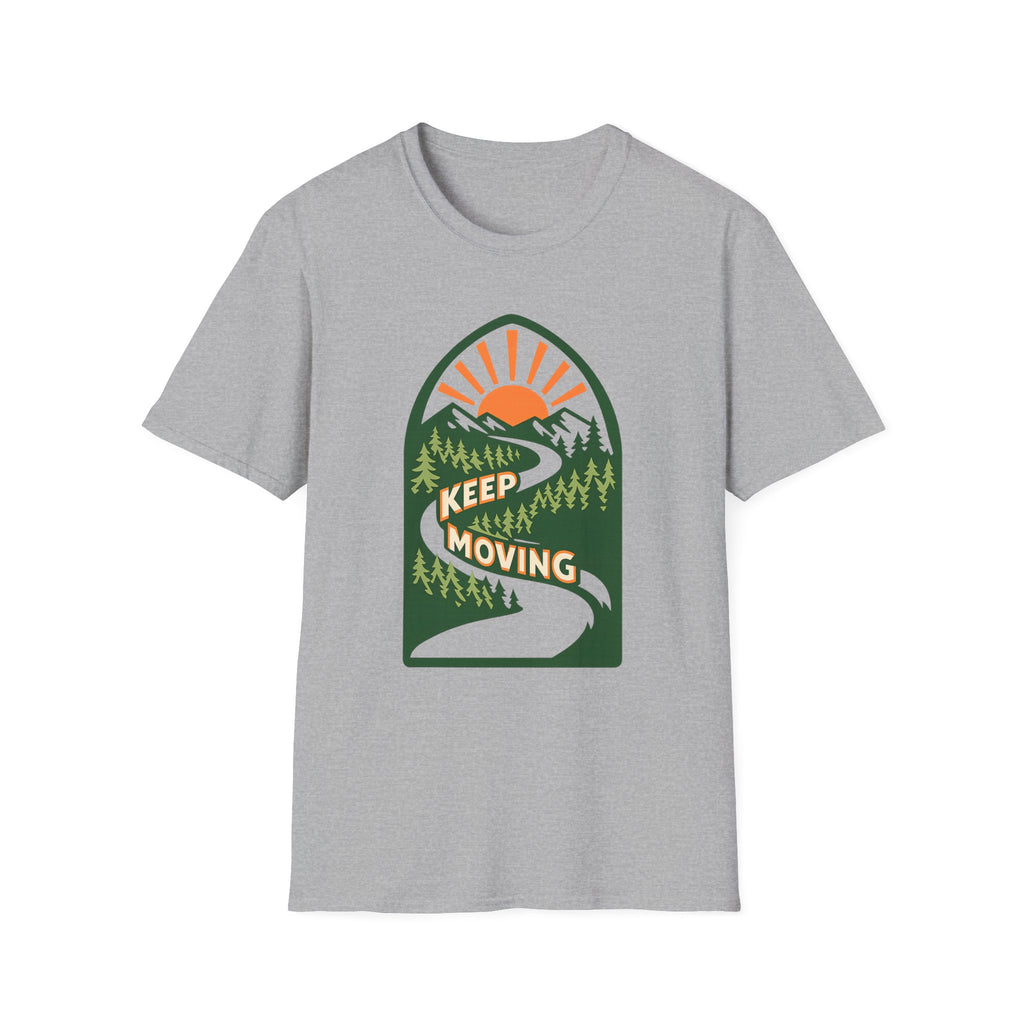 Keep Moving Adventure T-Shirt - Mountain Sunrise Graphic Tee