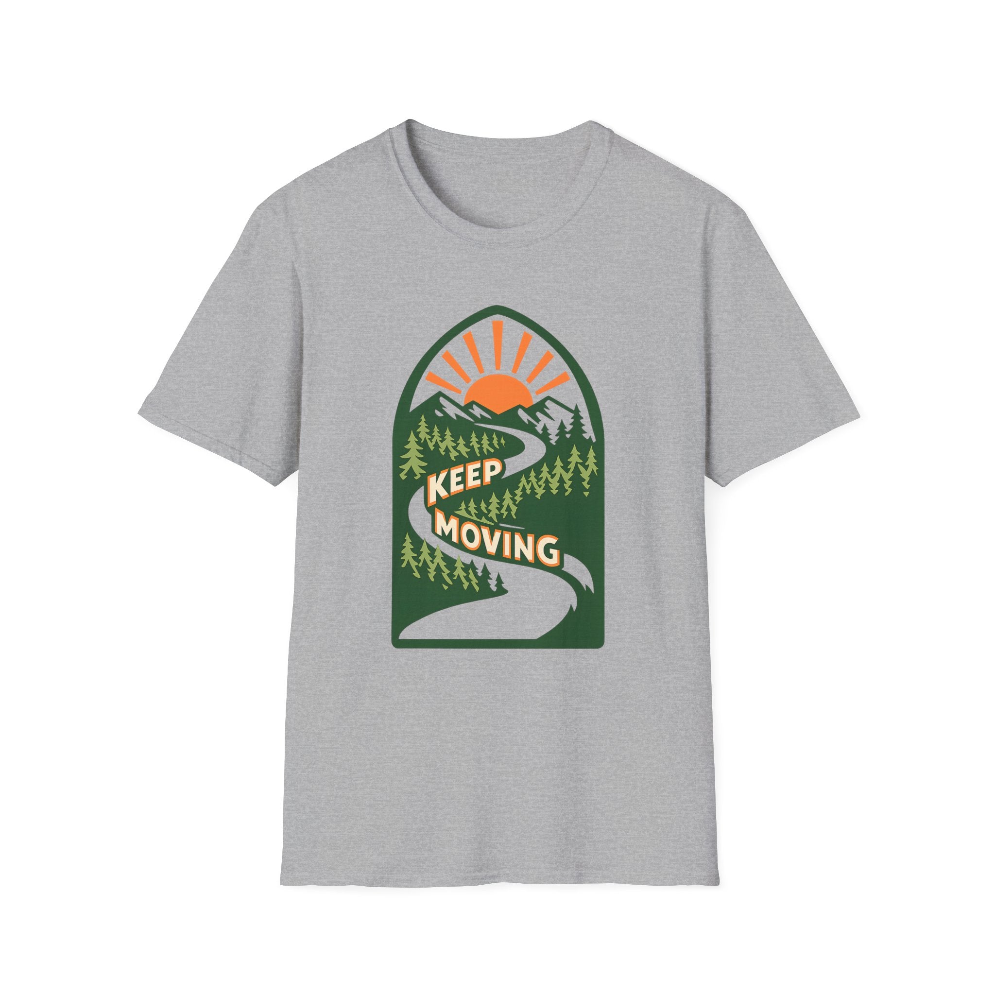 Keep Moving Adventure T-Shirt - Mountain Sunrise Graphic Tee