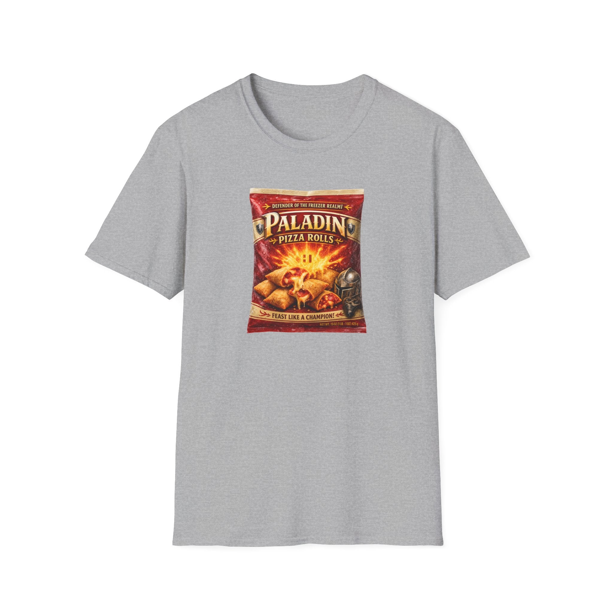 Paladin Pizza Rolls T-Shirt — Gamer D&D Parody Snack Tee