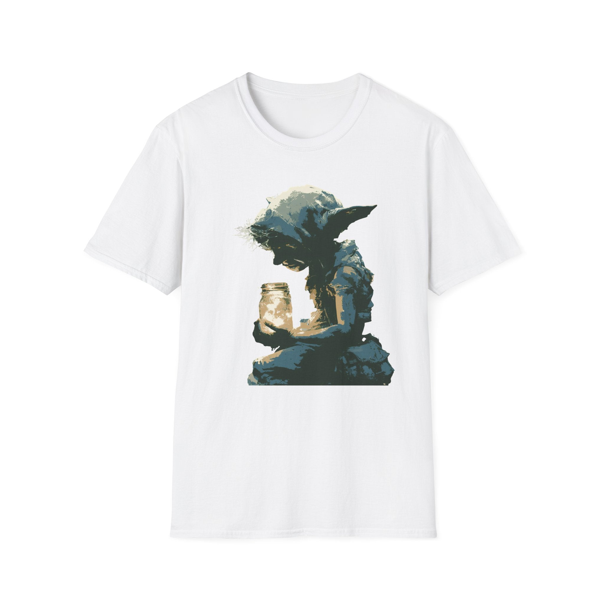 Stylish Imp Fantasy Artwork T-Shirt - Vintage Sketch Graphic Imp Holding Firefly Jar, Cute Tee