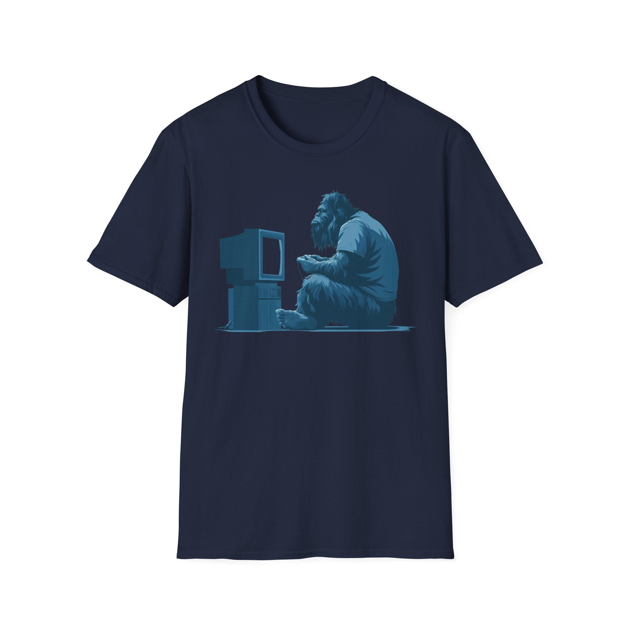 Bigfoot Gamer T-Shirt - Vintage Controller & CRT Console Graphic Tee
