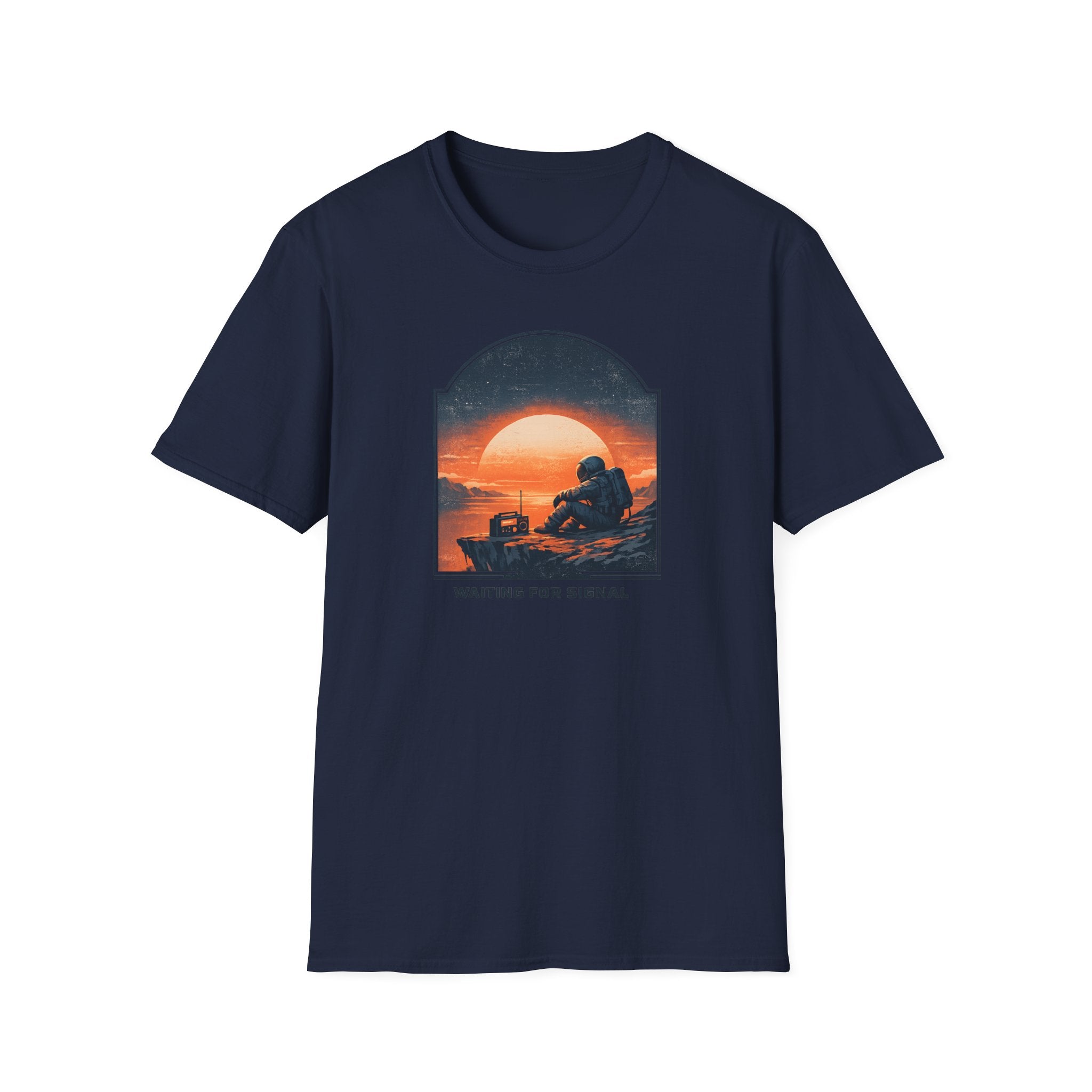 'Waiting For Signal' Astronaut Graphic T-Shirt - Retro Radio Sunset