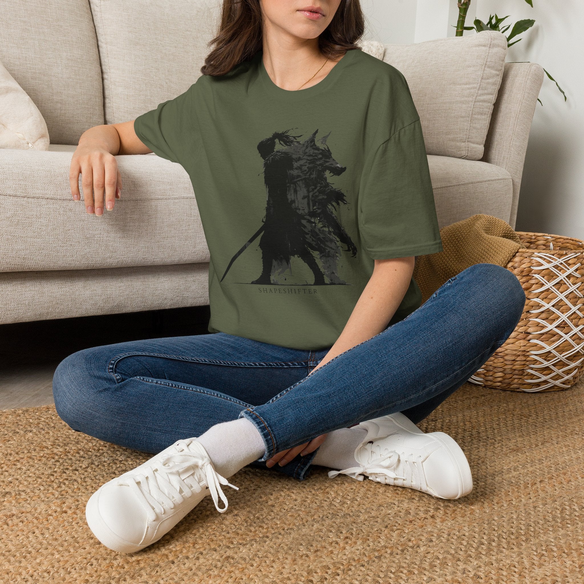 Shape Shifter Silhouette T-Shirt - Dark Ink Wolf Wilderness Graphic Tee