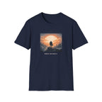 'New Game+' Sunset Wanderer T-Shirt - Silhouette Adventure Graphic Tee