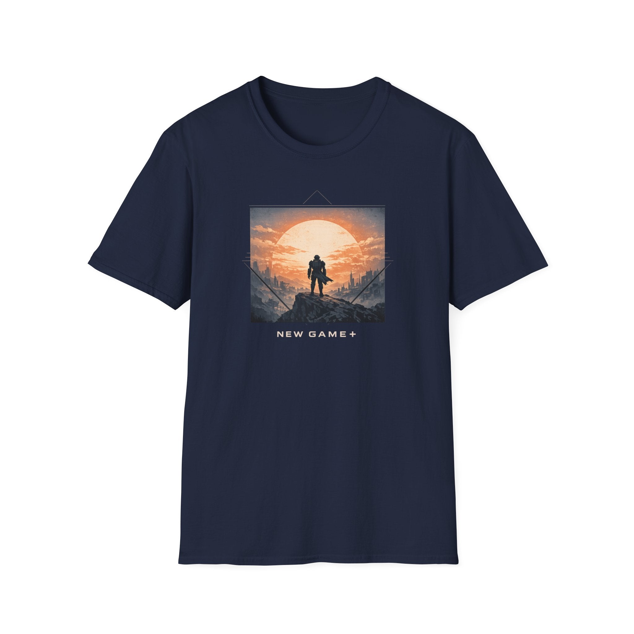 'New Game+' Sunset Wanderer T-Shirt - Silhouette Adventure Graphic Tee