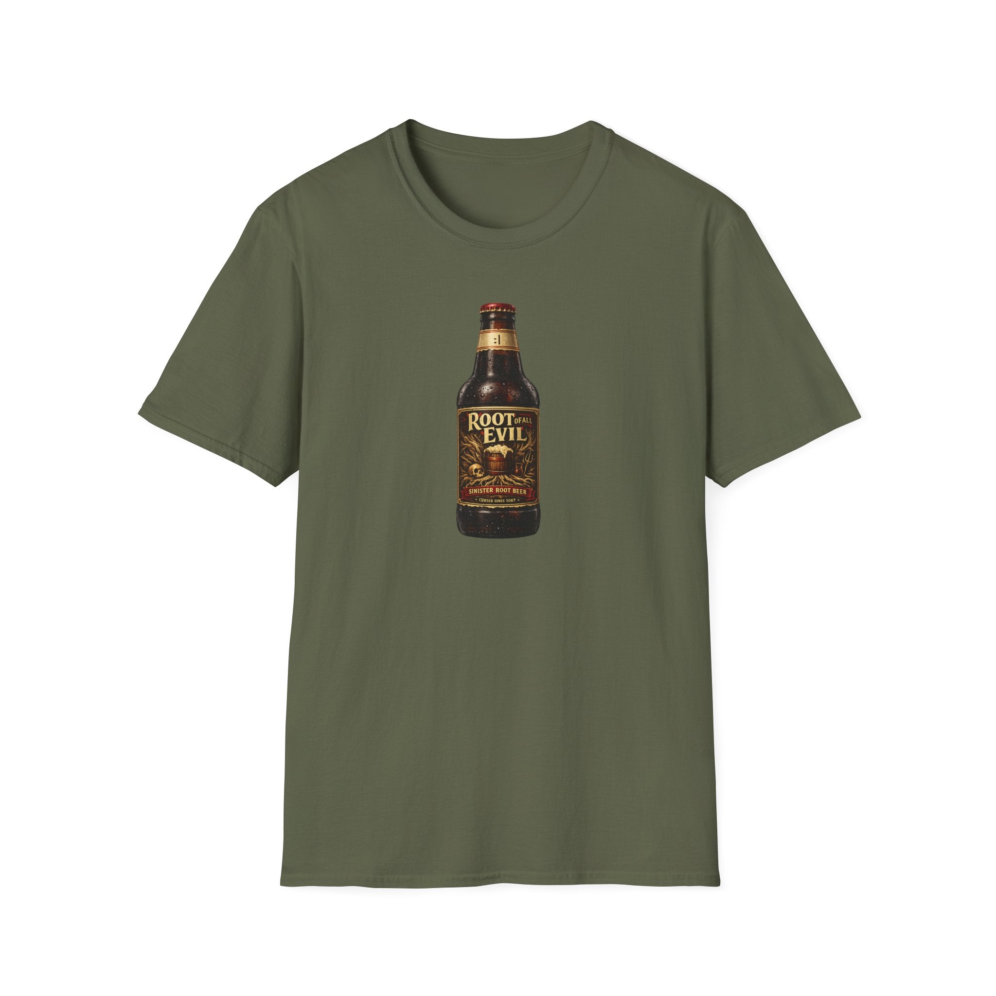 Root of All Evil Vintage Root Beer Bottle T-Shirt