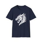 Dragon Head Graphic T-Shirt - Fierce White Mythical Creature Tee