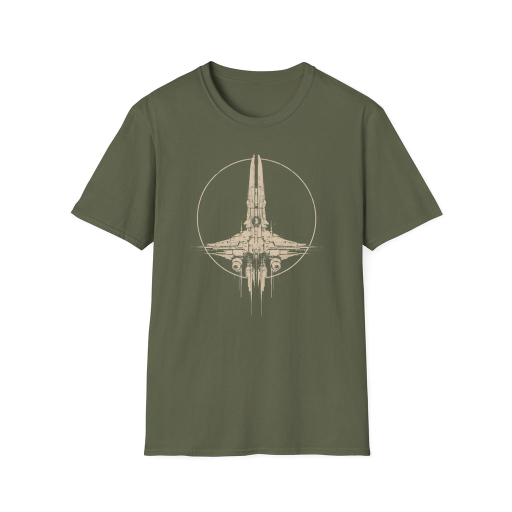 Stylized Star Fighter T-Shirt - Vintage Sci‑Fi Starship Graphic
