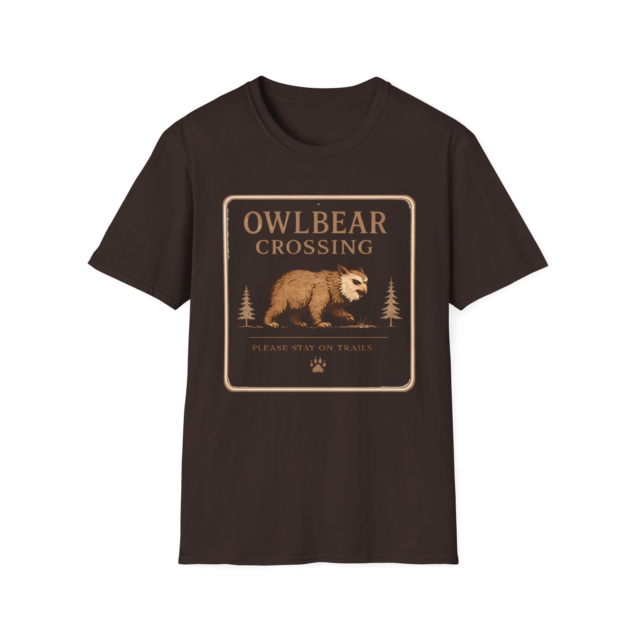 Owlbear Crossing Sign T-Shirt - Fantasy Creature Graphic Tee