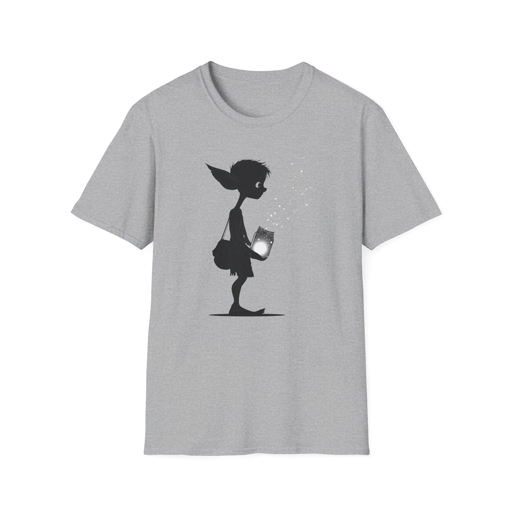 Cute Elf Firefly Jar Silhouette T‑Shirt - Whimsical Elf Graphic Tee