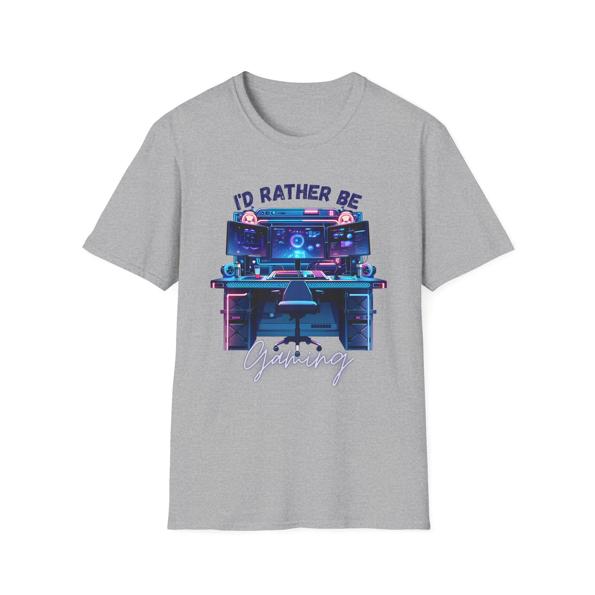 I'd Rather Be Gaming T‑Shirt — Retro Neon PC Gamer Tee