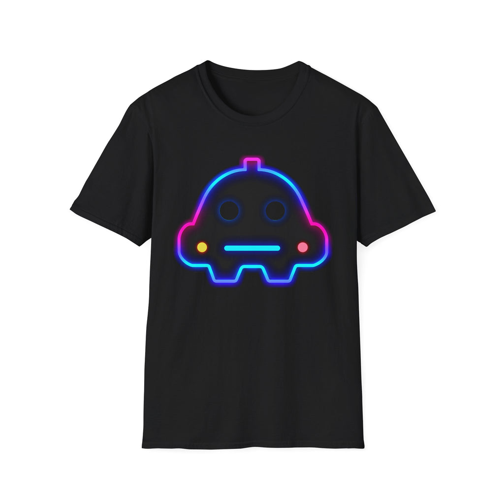 Neon Robot Tee - Retro Glowing Cute Bot Graphic T-Shirt