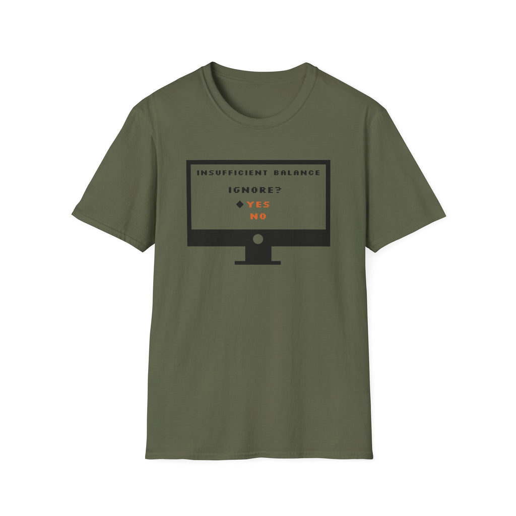 "Insufficient Balance" Retro Computer Screen Graphic T-Shirt