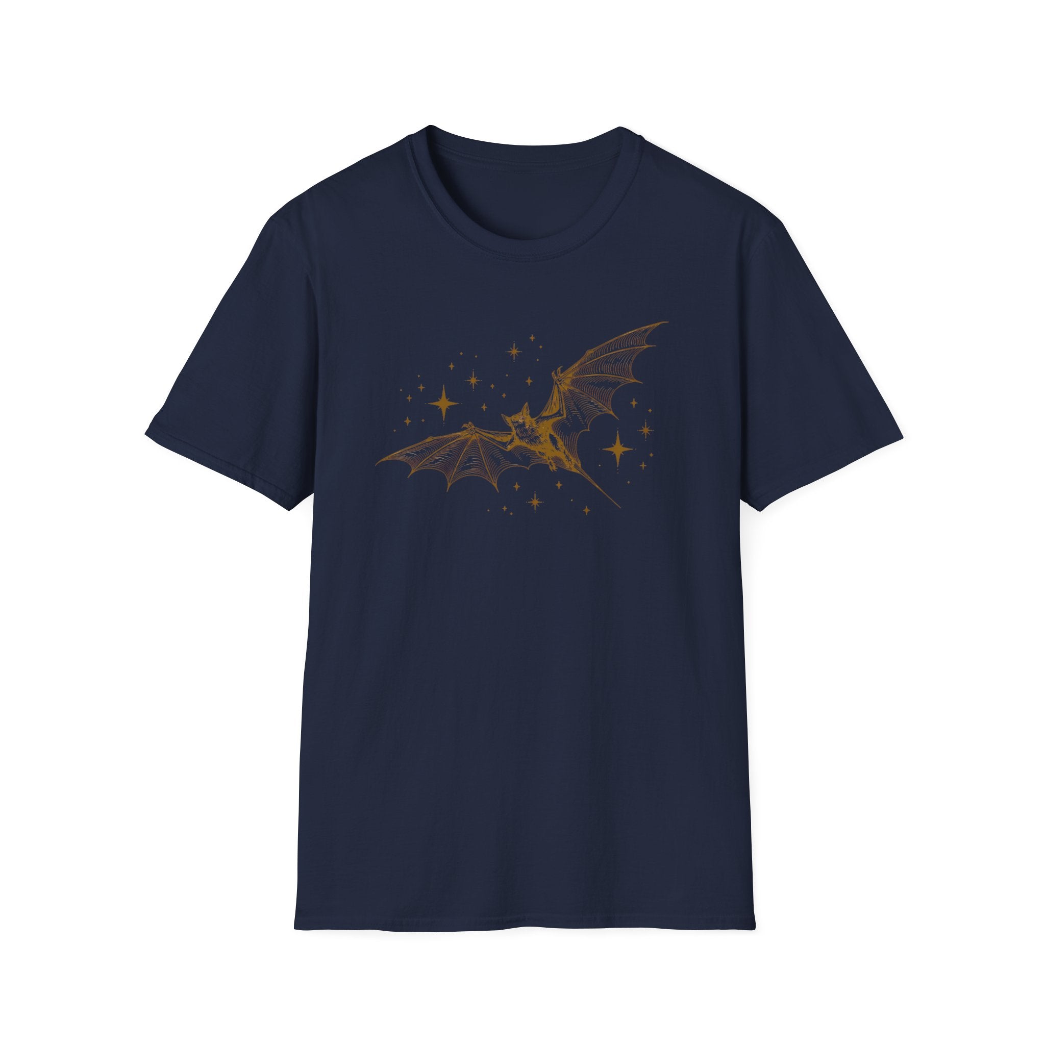 Bat & Stars Graphic T-Shirt — Vintage Moonlight Bat Tee